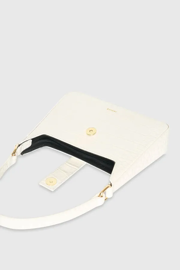 Leren Handtas Off White Croco Conan