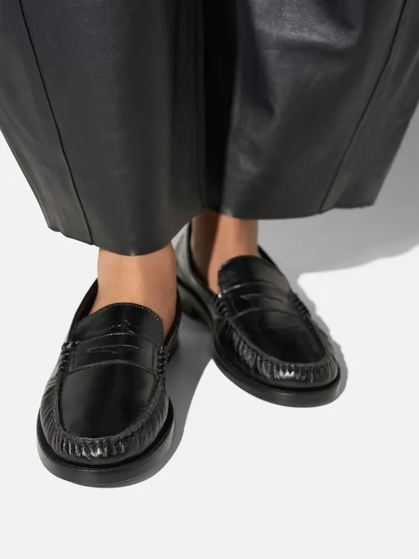 Leren Penny Loafer Dames Sevan Zwart