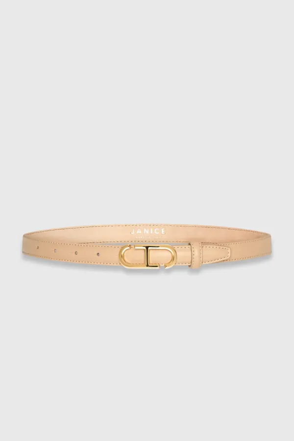 Leren Riem Dames Trophy Beige Gouden Buckle