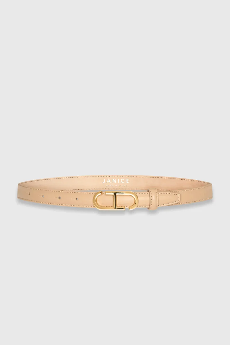 Leren Riem Dames Trophy Beige Gouden Buckle