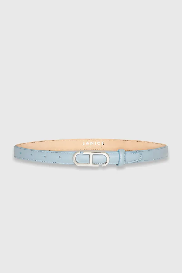 Leren Riem Dames Trophy Buckle Zilver Blauw
