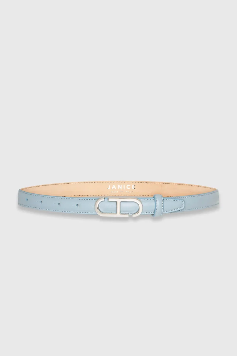 Leren Riem Dames Trophy Buckle Zilver Blauw