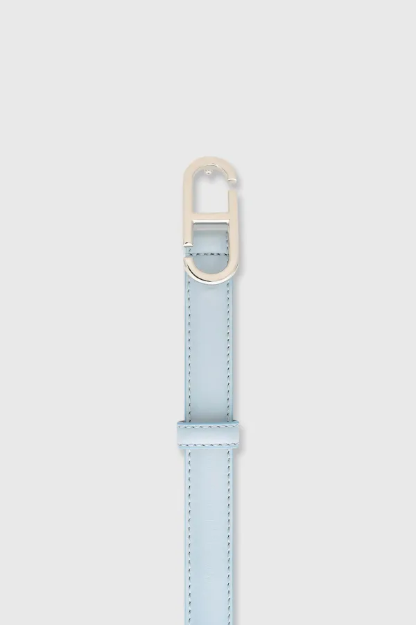 Leren Riem Dames Trophy Buckle Zilver Blauw