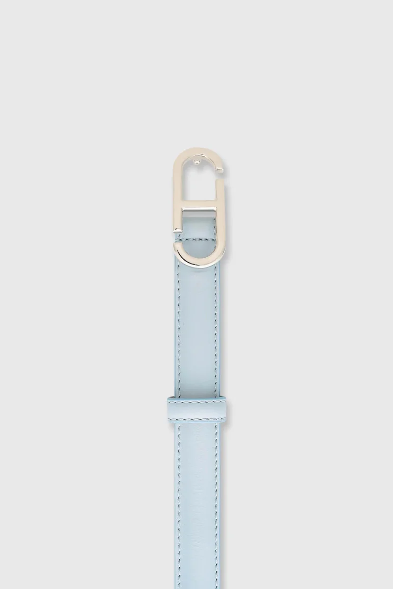 Leren Riem Dames Trophy Buckle Zilver Blauw