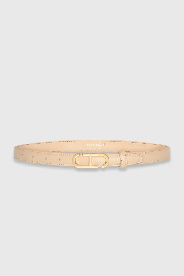 Leren Riem Dames Trophy Creme Gouden Buckle