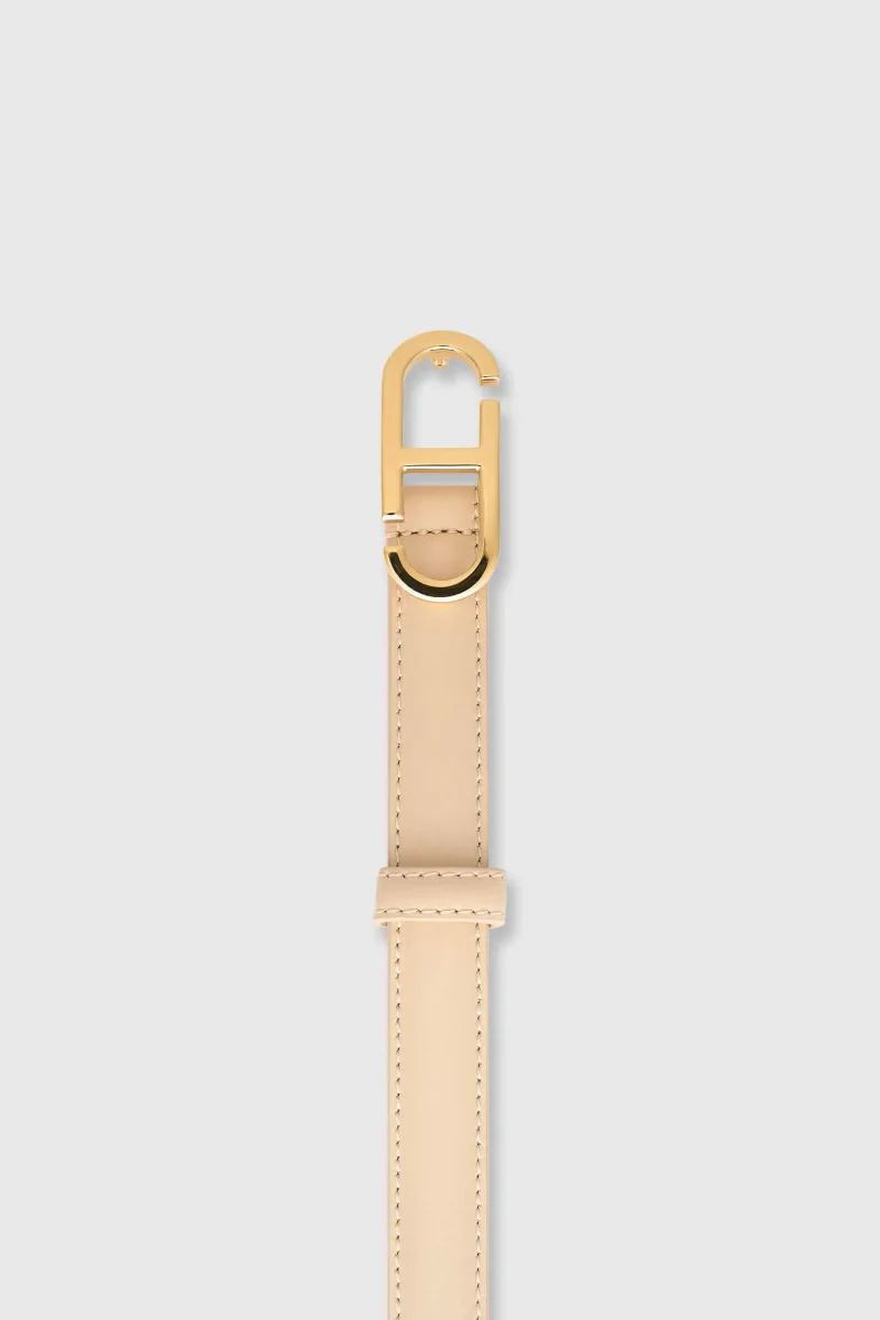 Leren Riem Dames Trophy Creme Gouden Buckle