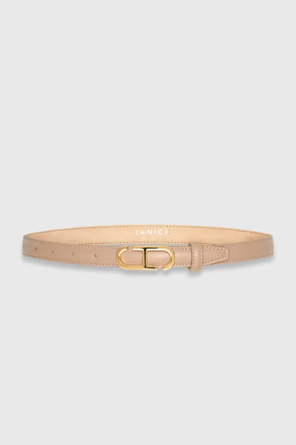 Leren Riem Dames Trophy Taupe Gouden Buckle