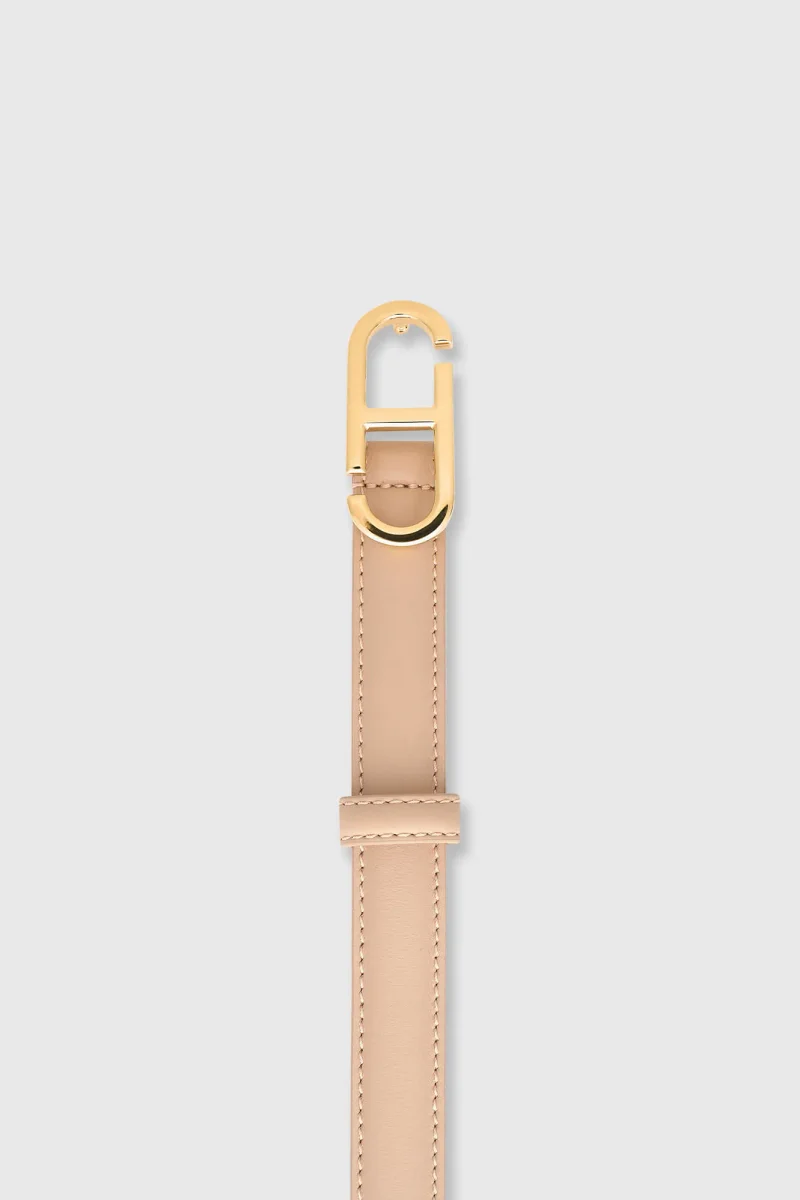 Leren Riem Dames Trophy Taupe Gouden Buckle