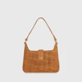 Leren Suede Handtas Camel Croco Conan