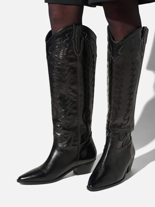 Leren Western Laars Dames Hayden Zwart