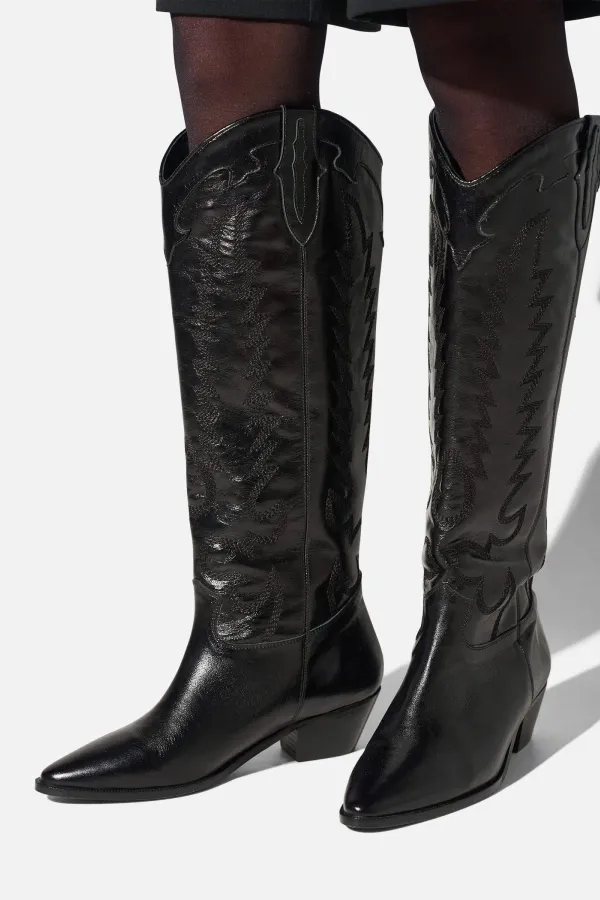 Leren Western Laars Dames Hayden Zwart