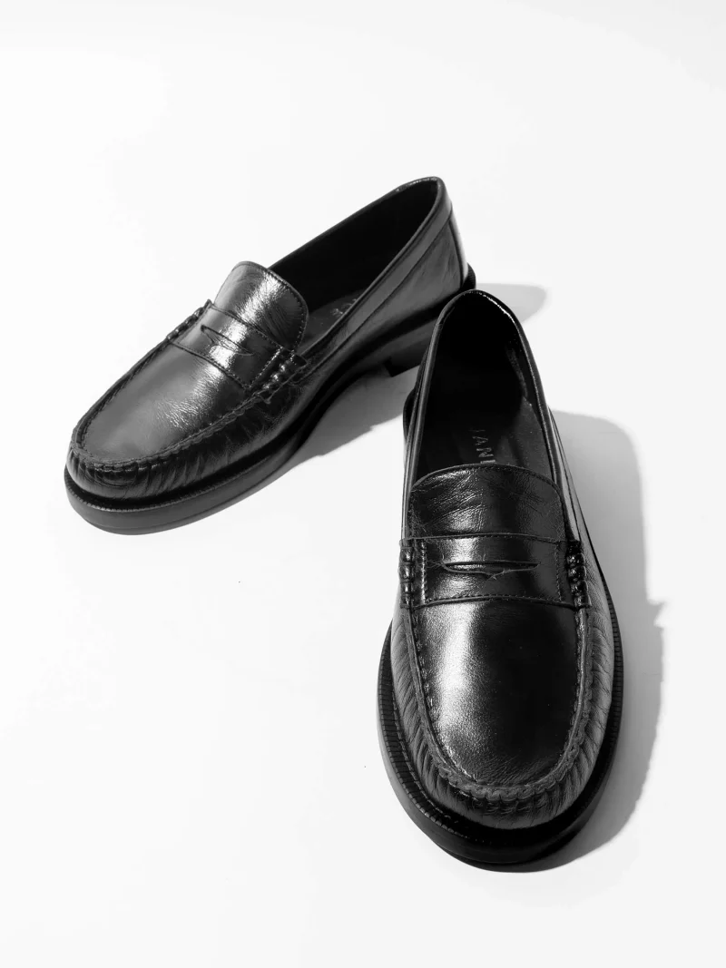 Leren Penny Loafer Dames Sevan Zwart