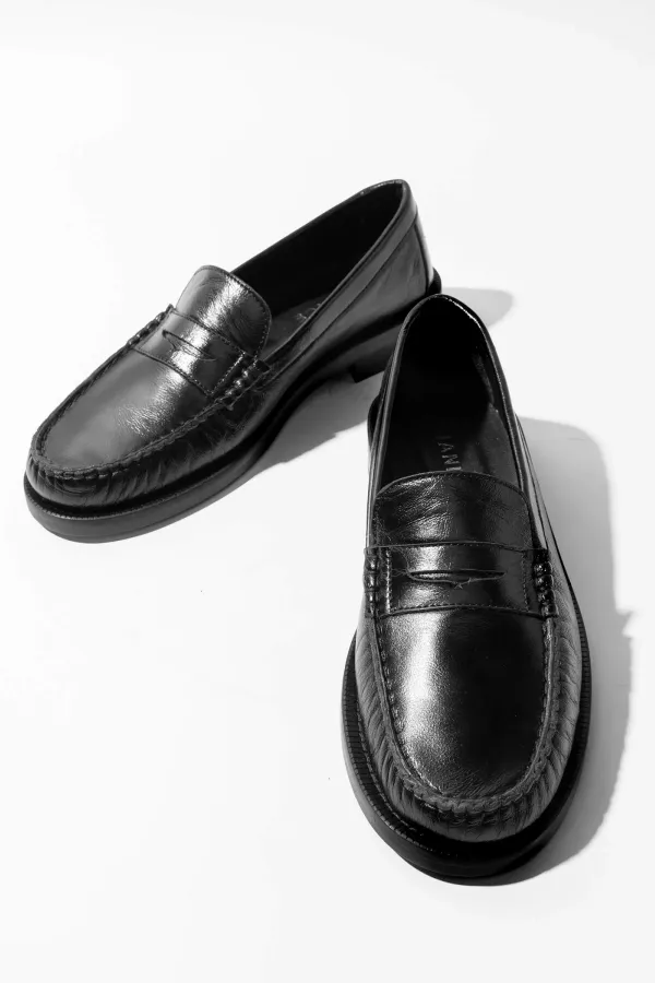 Leren Penny Loafer Dames Sevan Zwart