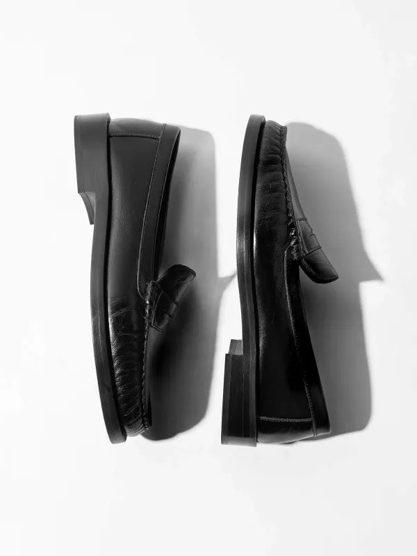 Leren Penny Loafer Dames Sevan Zwart