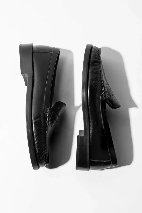Leren Penny Loafer Dames Sevan Zwart