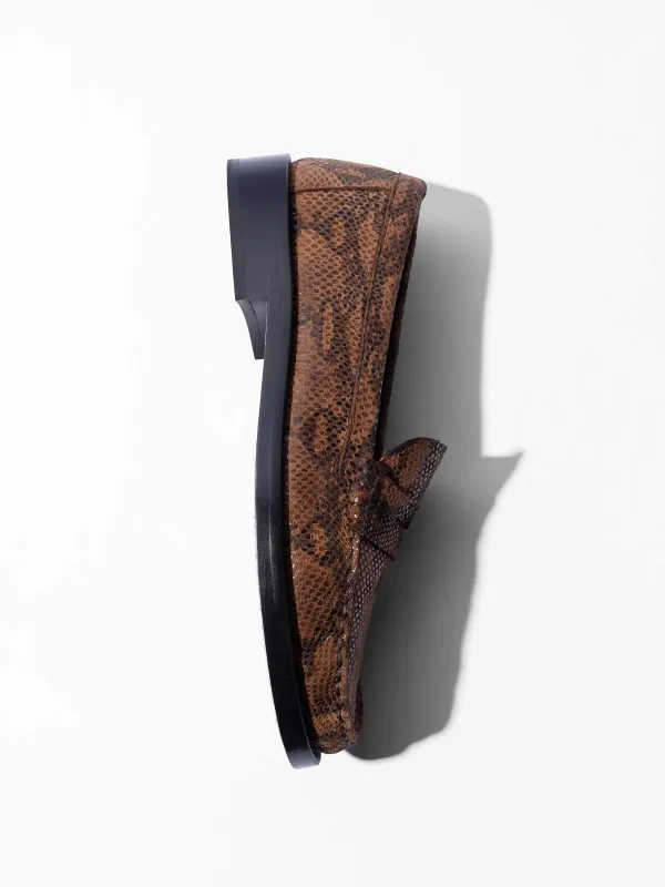 Leren Penny Loafer Dames Sevan Slangenprint