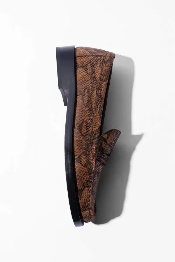 Leren Penny Loafer Dames Sevan Slangenprint
