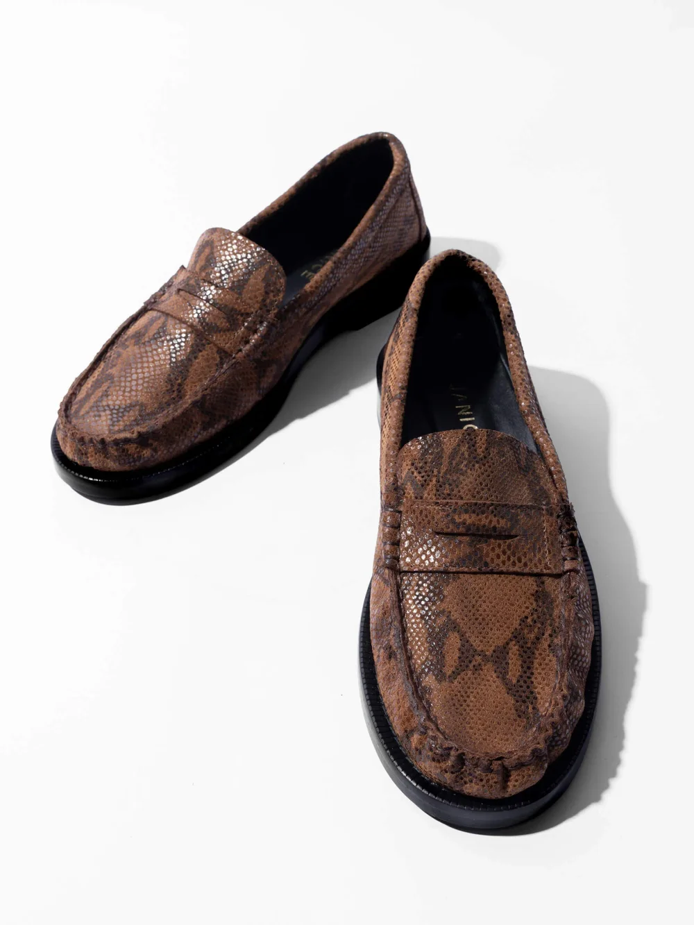 Leren Penny Loafer Dames Sevan Slangenprint