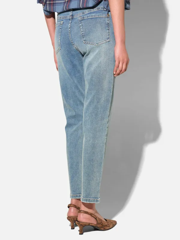 Mom Jeans Dames Mid Rise Blauw Cooper 114