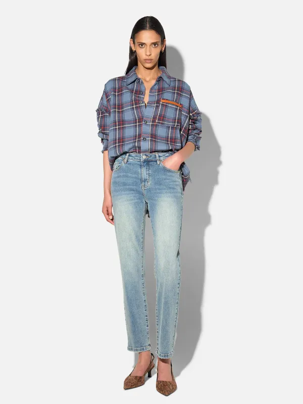 Mom Jeans Dames Mid Rise Blauw Cooper 114