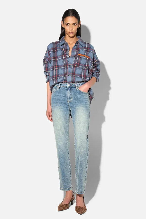 Mom Jeans Dames Mid Rise Blauw Cooper 114