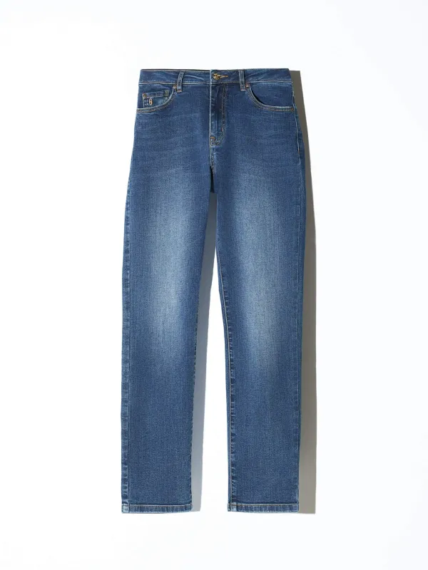 Mom Jeans Dames Mid Rise Blauw Cooper 469