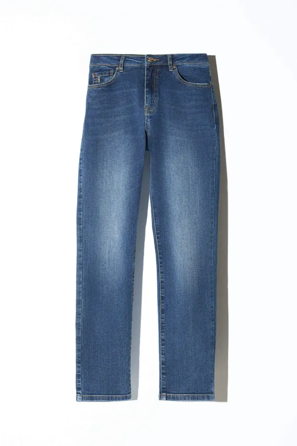 Mom Jeans Dames Mid Rise Blauw Cooper 469