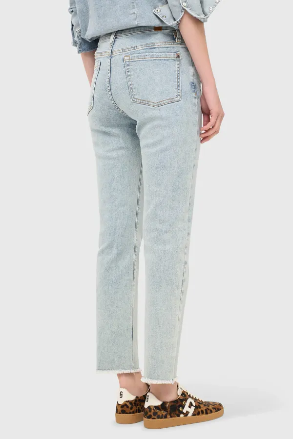 Mom Jeans Dames Mid Rise Stretch Cooper Blauw 565