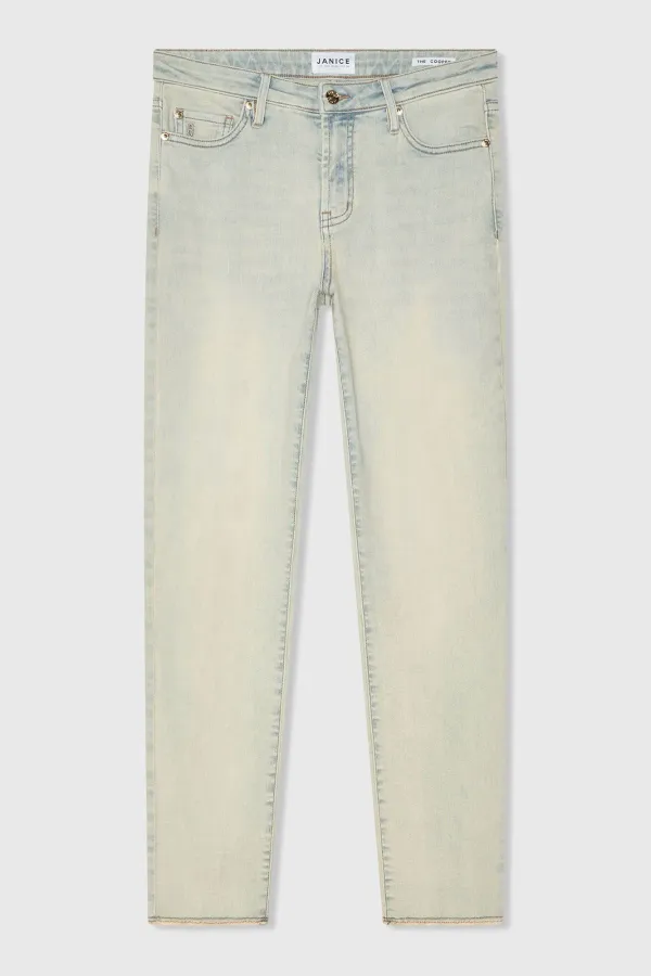 Mom Jeans Dames Stretch Mid Rise Cooper Blauw 004