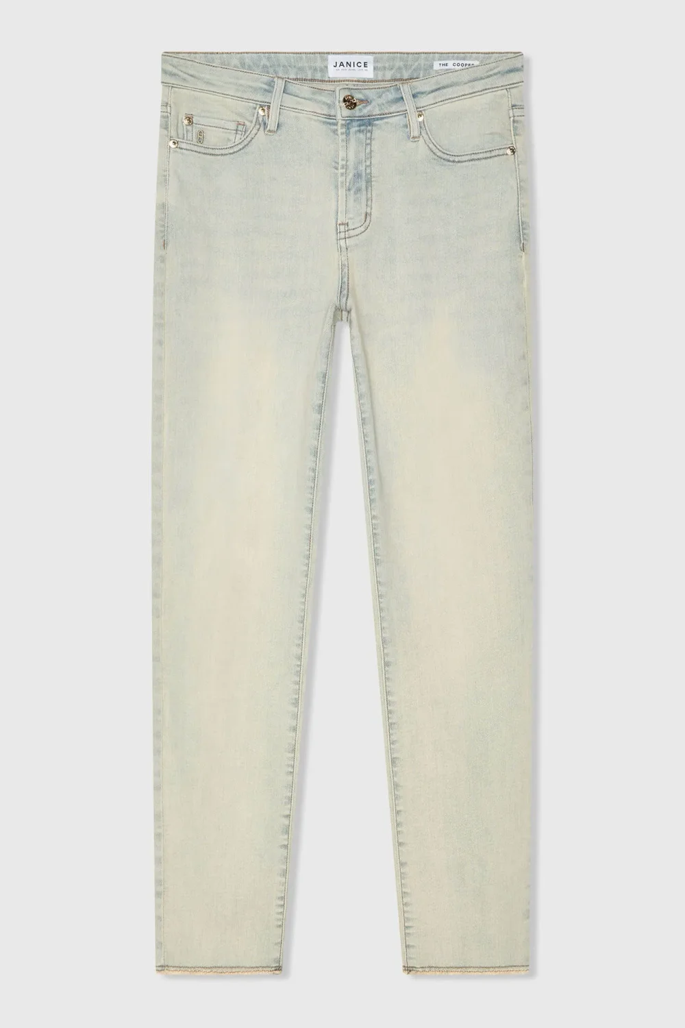 Mom Jeans Dames Stretch Mid Rise Cooper Blauw 004