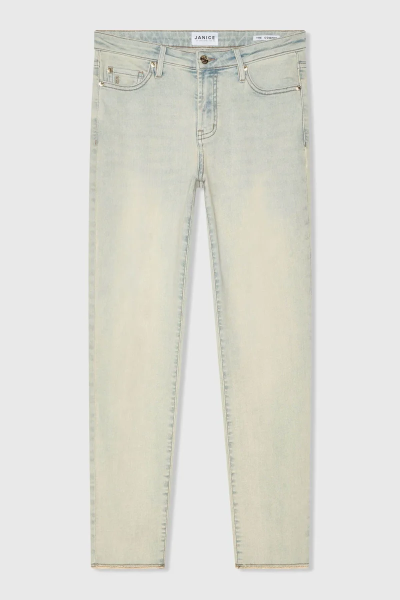 Mom Jeans Dames Stretch Mid Rise Cooper Blauw 004