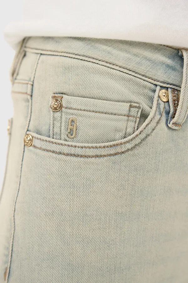 Mom Jeans Dames Stretch Mid Rise Cooper Blauw 004