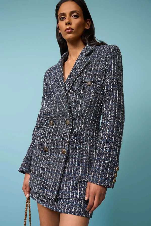 Blazer Dames Tweed Blauw Martin