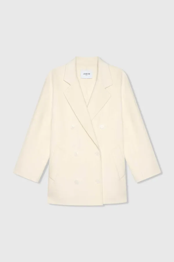 Cashmere Caban Jas Dames Double Face Kennedy Off White
