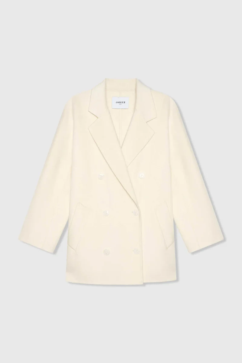 Cashmere Caban Jas Dames Double Face Kennedy Off White