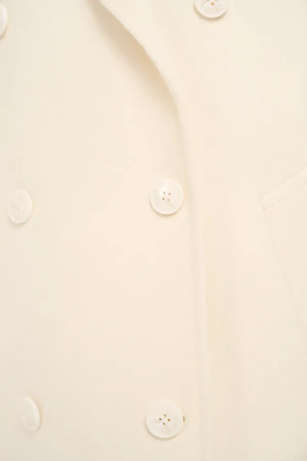 Cashmere Caban Jas Dames Double Face Kennedy Off White