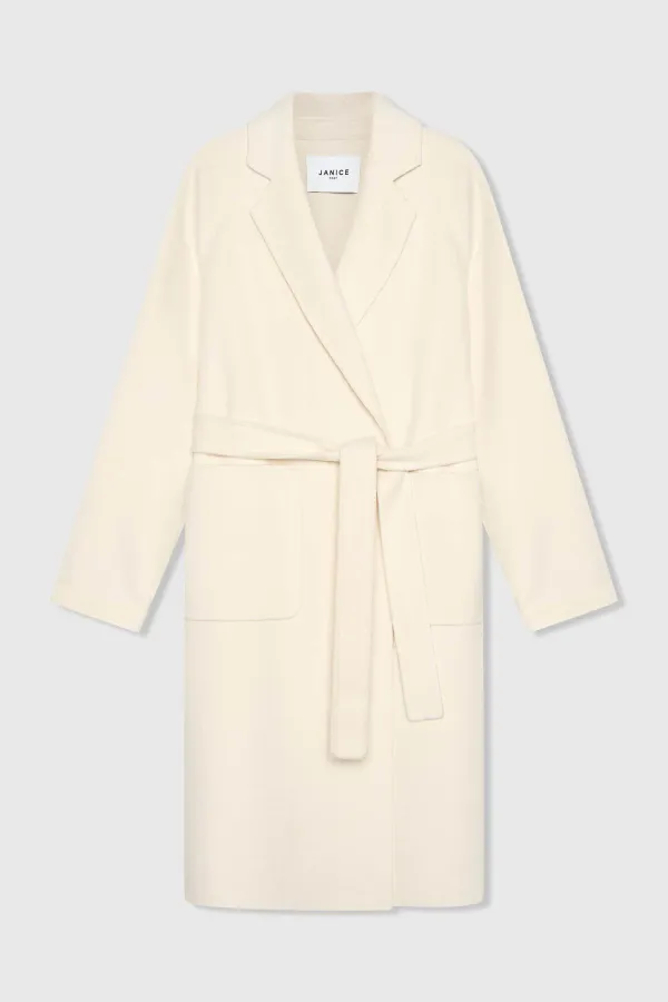 Cashmere Dames Jas Lang Double Face Jules Off White