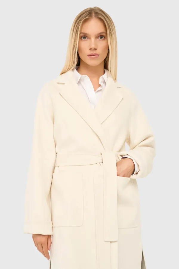 Cashmere Dames Jas Lang Double Face Jules Off White