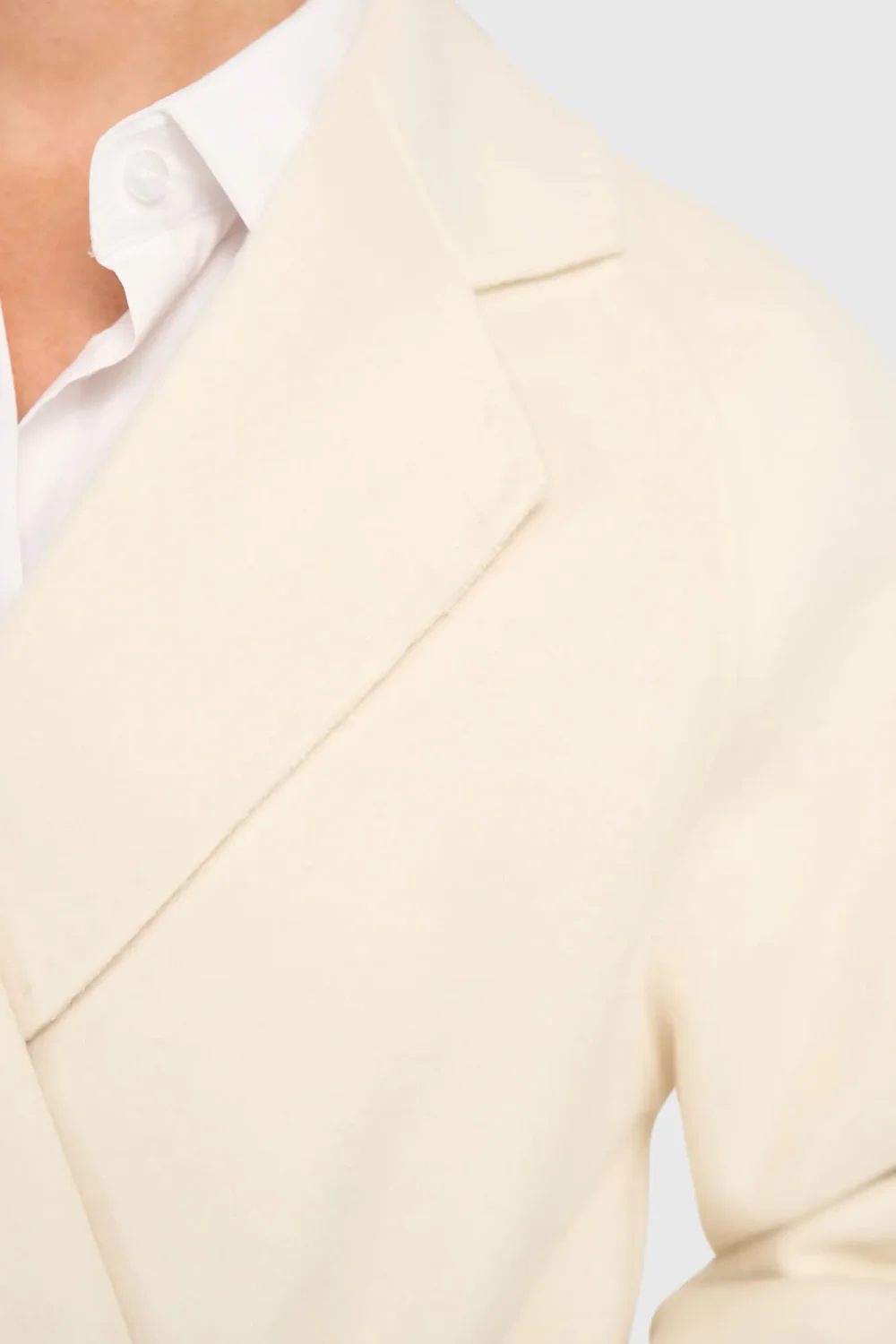 Cashmere Dames Jas Lang Double Face Jules Off White