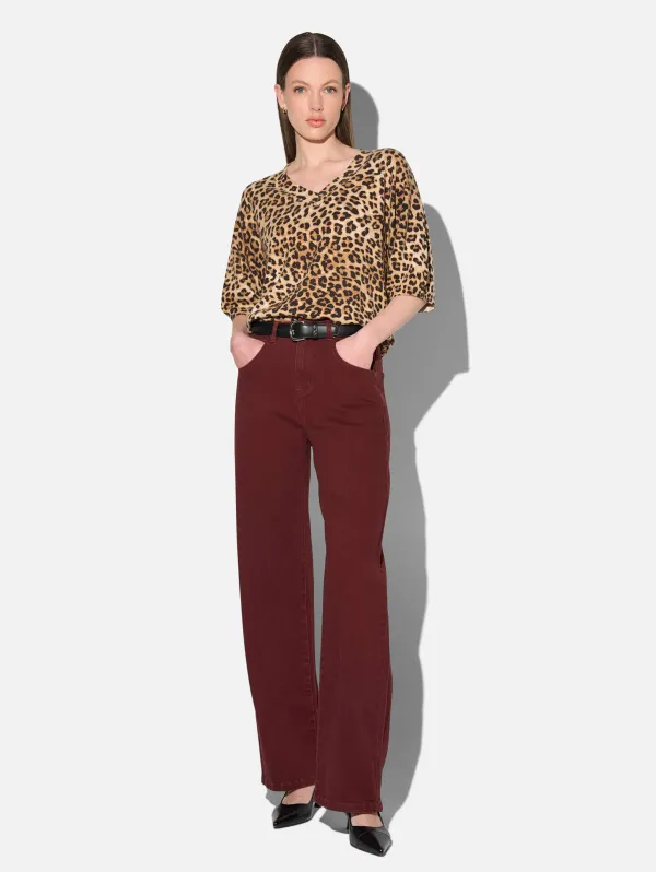 Panterprint Cashmere Dames Trui V Hals Romeo