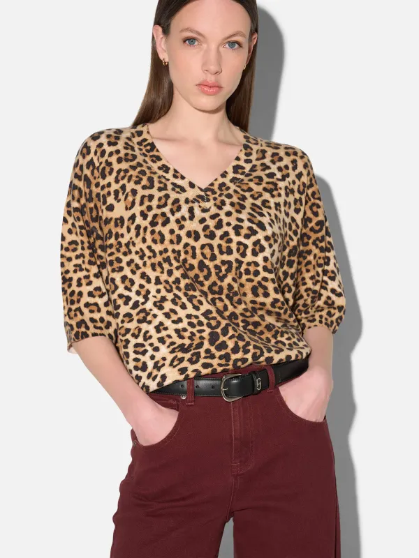 Panterprint Cashmere Dames Trui V Hals Romeo