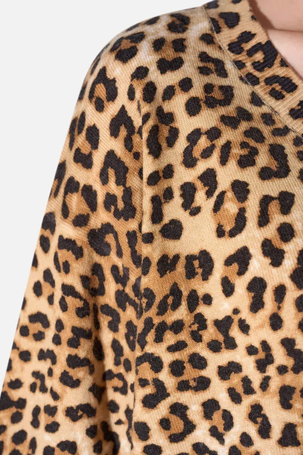 Panterprint Cashmere Dames Trui V Hals Romeo