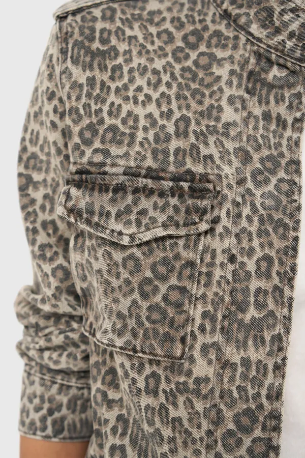 Panterprint Denim Spijkerjas Dames Dwayne