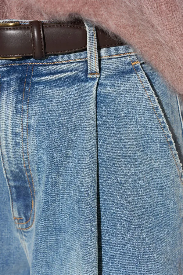Paperbag Jeans Dames Steekzakken Barrel Balti Blauw 114