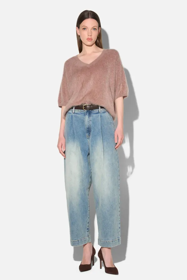 Paperbag Jeans Dames Steekzakken Barrel Balti Blauw 114