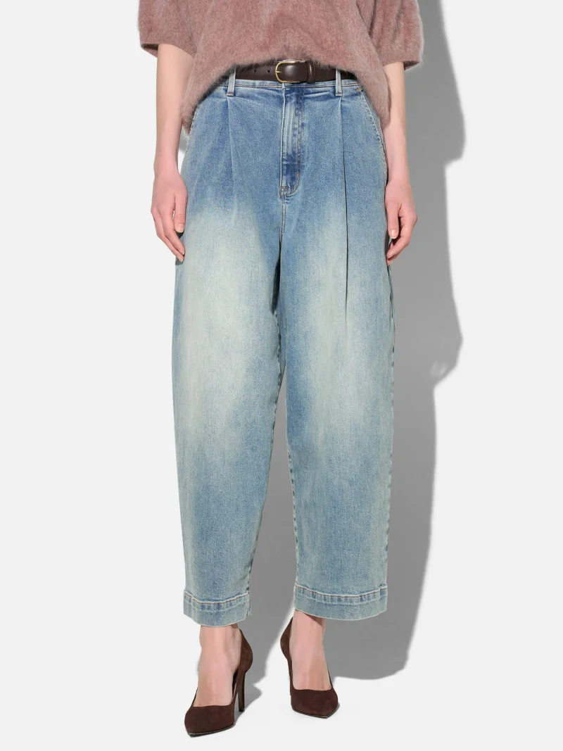 Paperbag Jeans Dames Steekzakken Barrel Balti Blauw 114