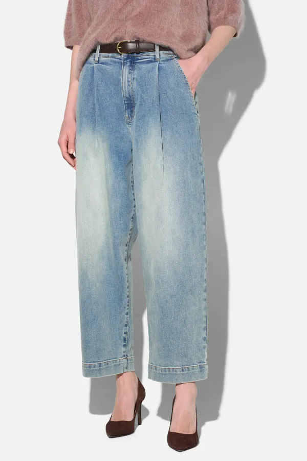 Paperbag Jeans Dames Steekzakken Barrel Balti Blauw 114