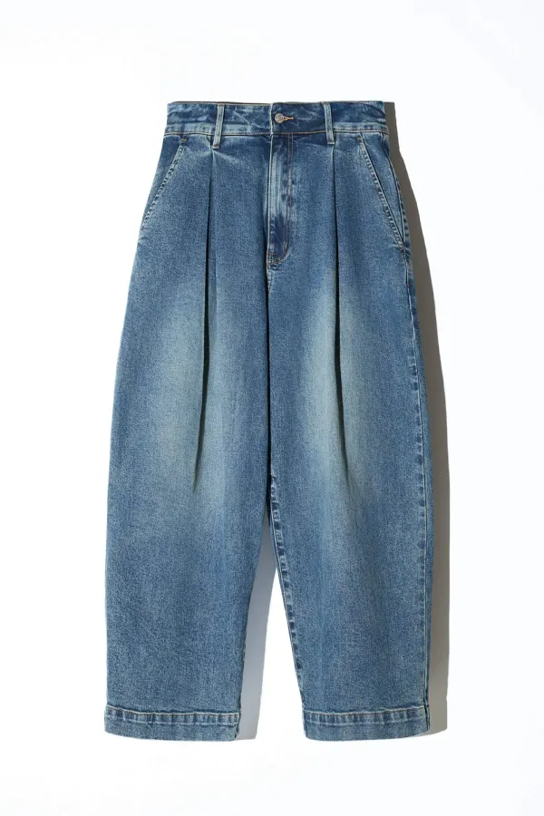 Paperbag Jeans Dames Steekzakken Barrel Balti Blauw 357