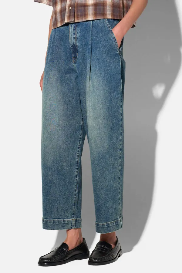 Paperbag Jeans Dames Steekzakken Barrel Balti Blauw 357
