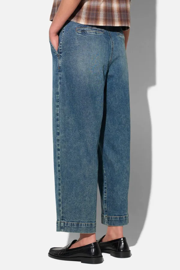 Paperbag Jeans Dames Steekzakken Barrel Balti Blauw 357
